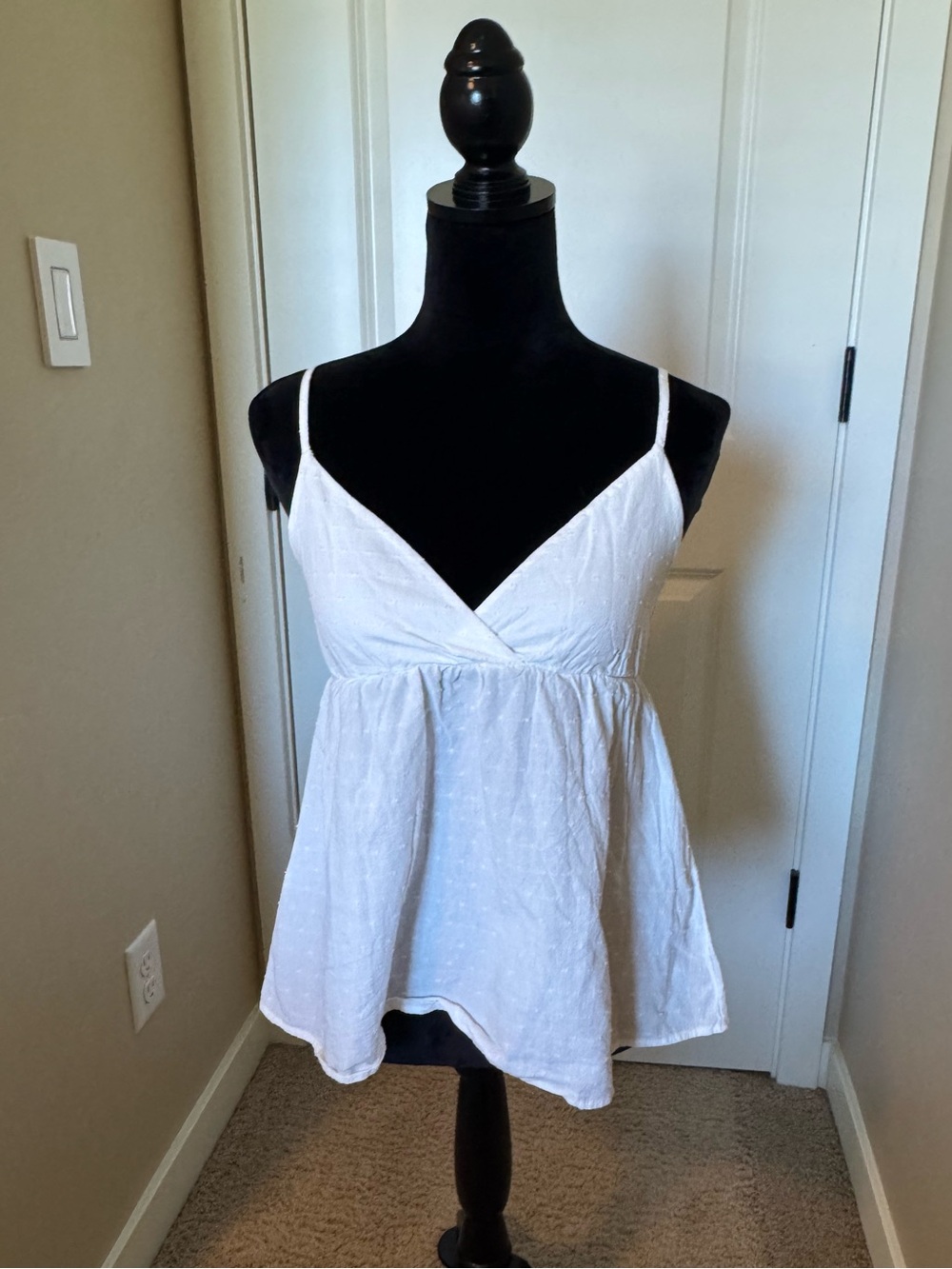 Brandy Melville White Spaghetti Strap V-Neck Flow Tank
